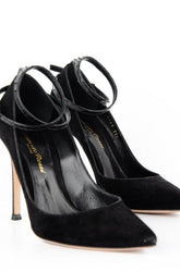 Gianvito Rossi Bilekten Bantlı Süet Stiletto Siyah - 35.5